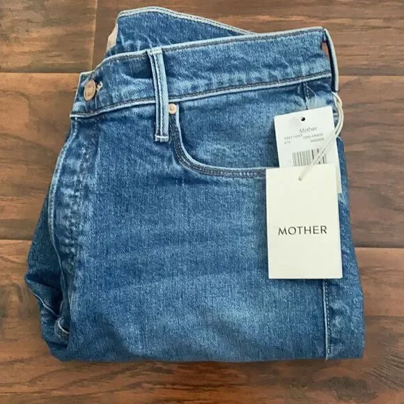 Mother The Stunner Ankle Fray Distressed Blue Denim Jeans Casual Crate Digger - Picture 5 of 16